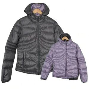 Paradox  Reversible Puffer Jacket Down Filled Hooded Gray Purple Size Small